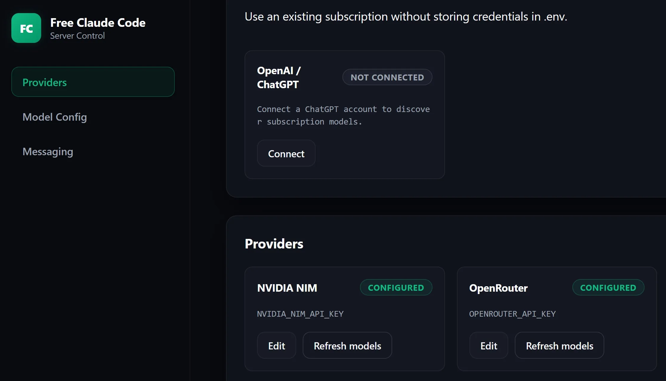 настроенные провайдеры моделей NVIDIA NIM в free-claude-code